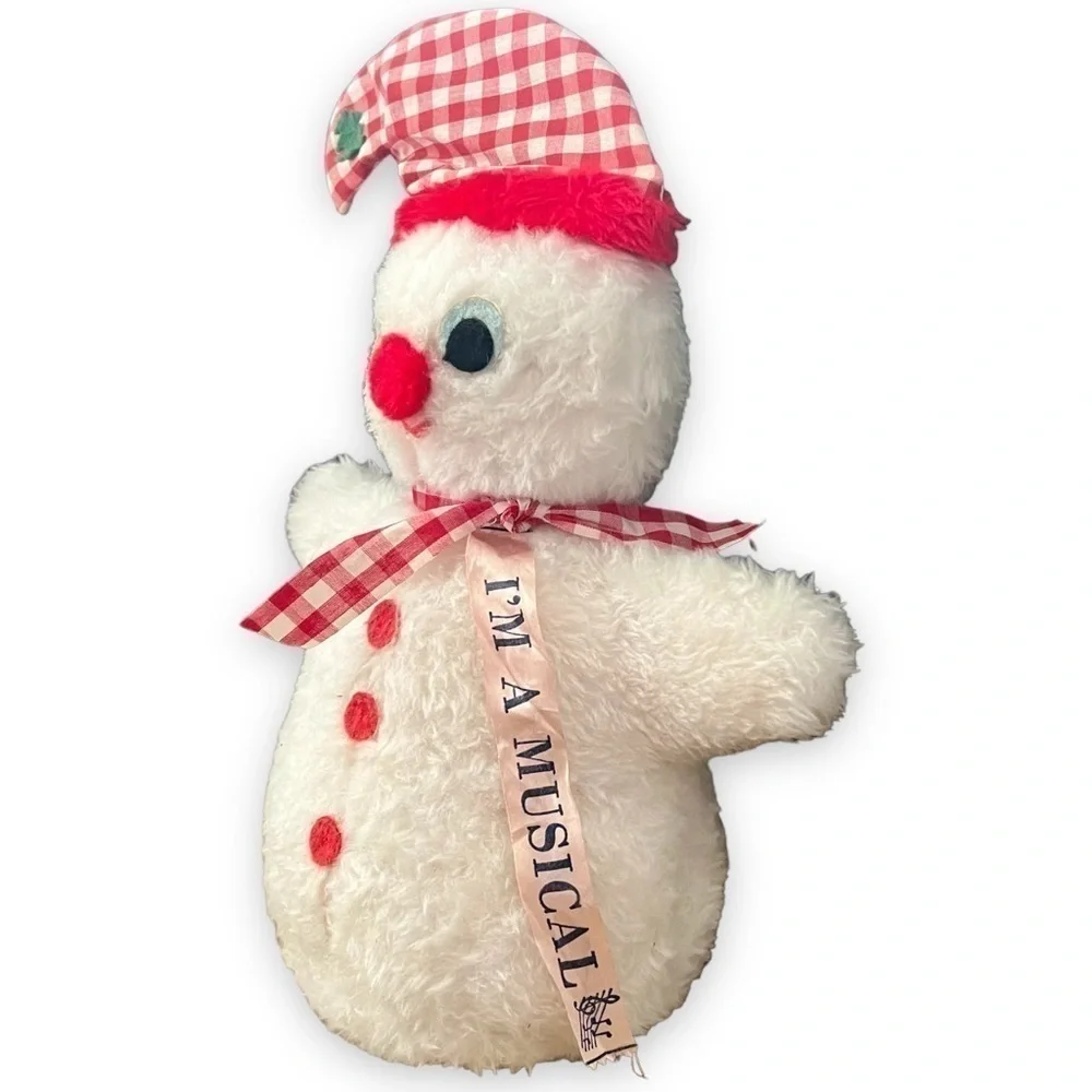 Rare Vintage Mary Meyer Musical Snowman Plush Stuffed Toy Wind Up Christmas 14”